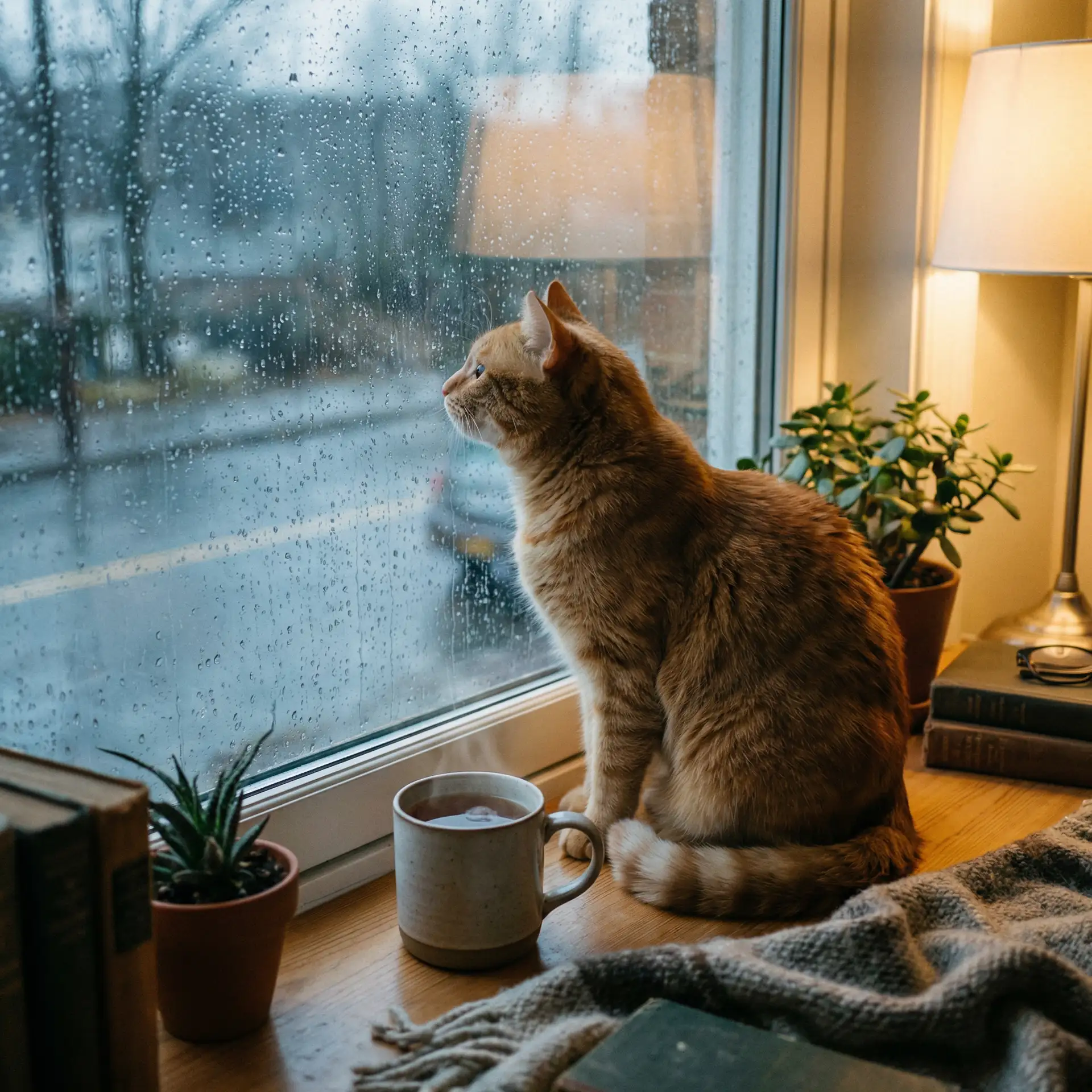 猫咪望着窗外的雨 - sp视频